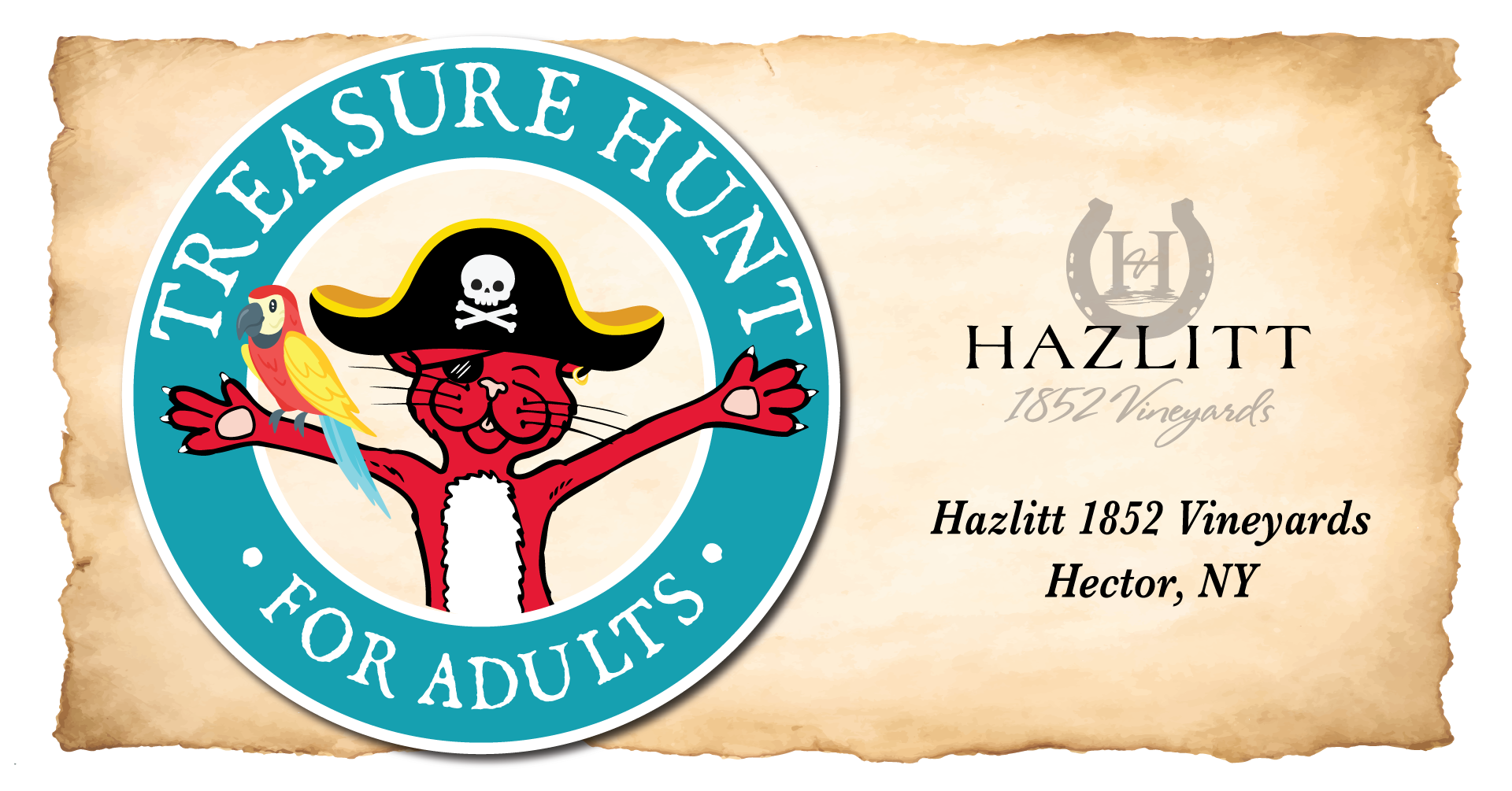 Treasure Hunt For Adults • Hazlitt 1852 Vineyards, Hector, N.Y.