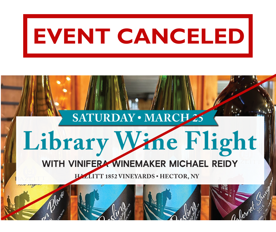 Event Canceled - Library Wine Flight with Vinifera Winemaker Michael Reidy