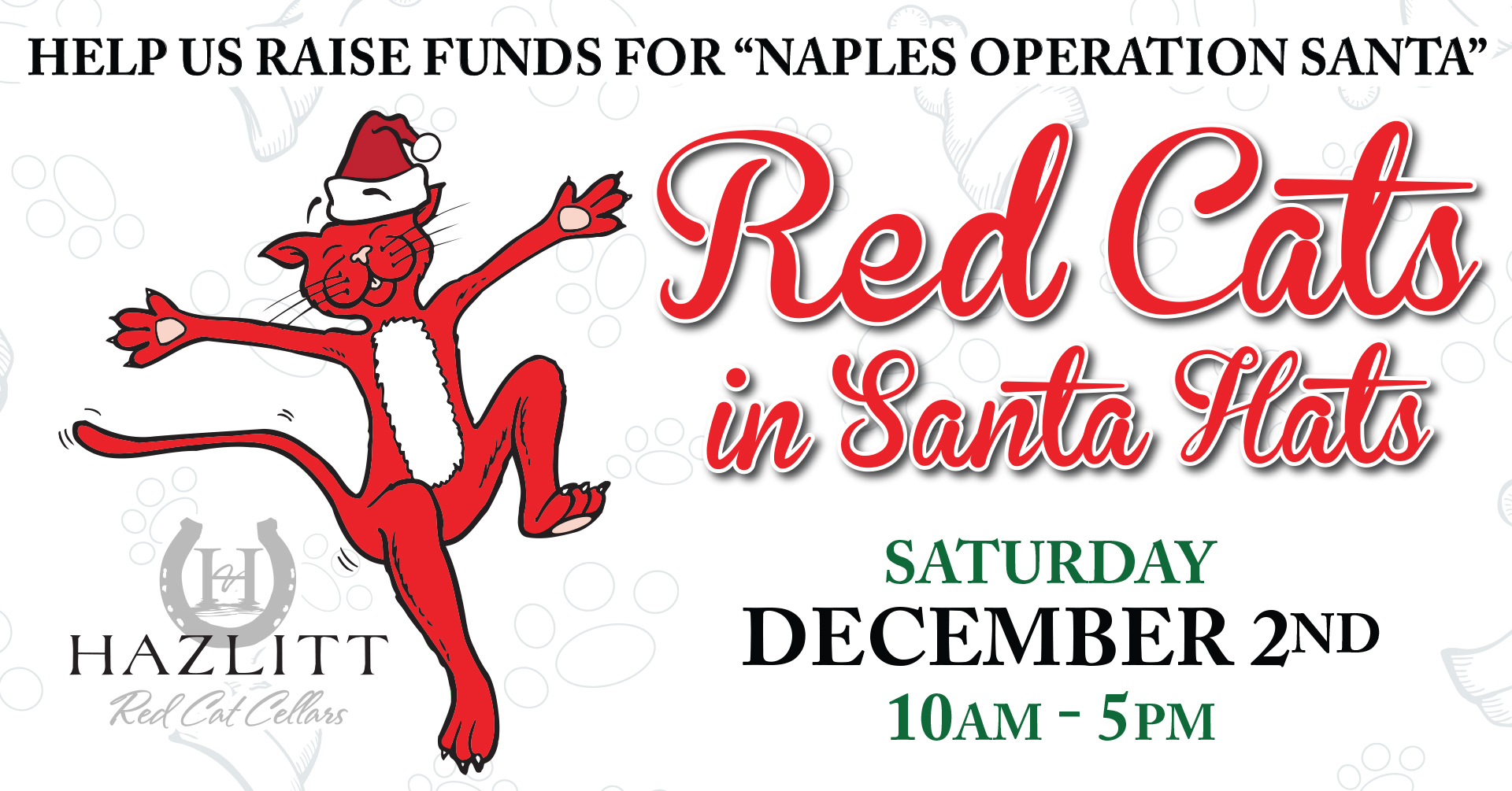 Red Cats in Santa Hats • Dec 2, 2023 at Hazlitt Red Cat Cellars in Naples, NY