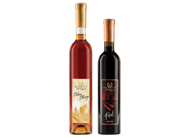 Solera Sherry and Port wine bottles