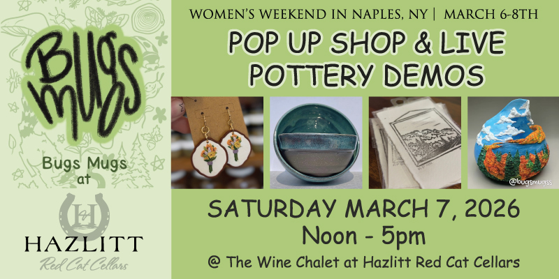 Bugs Mugs Pop Up Shop and Pottery Demo at The Wine Chalet at Hazlitt Red Cat Cellars