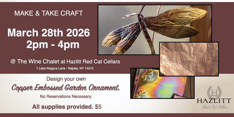 Copper Embossed Garden Ornament at The Wine Chalet at Hazlitt Red Cat Cellars