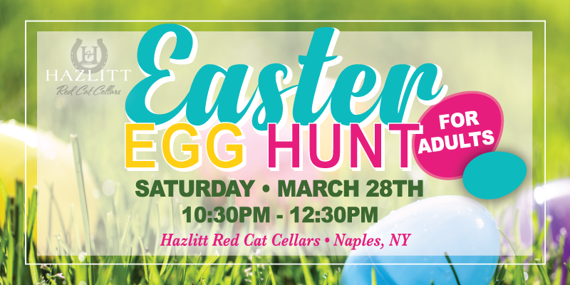 Easter Egg Hunt for Adults at Hazlitt Red Cat Cellars, Naples NY March 28, 2026